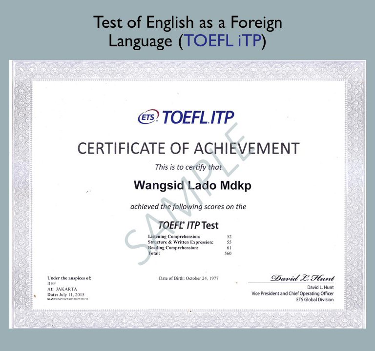 toefl itp certificate